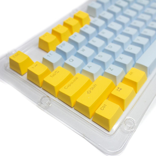 Keycaps Set Color Amarillo + Celeste Pastel