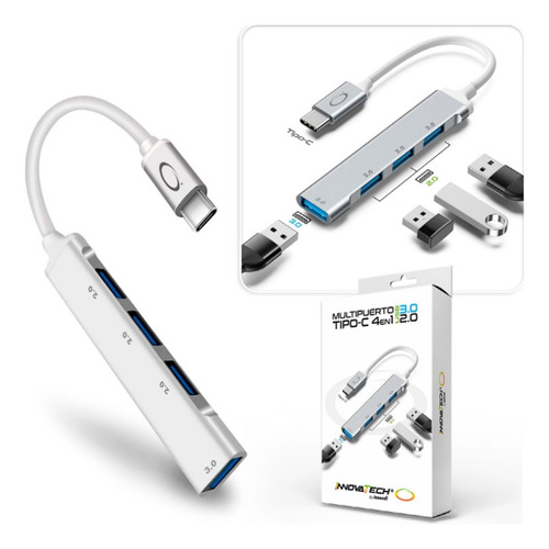 Hub Adaptador Usb C Multipuerto 4 En 1 Para Pc Macbook Win