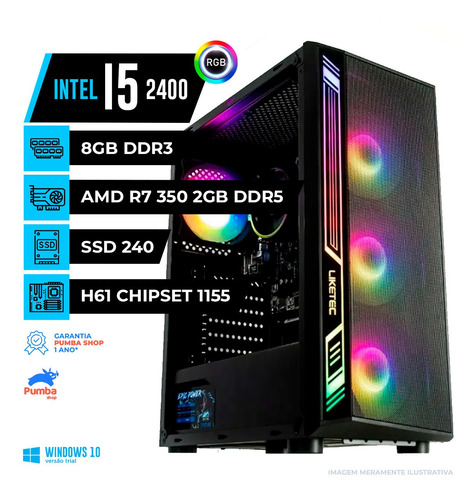 Imagem 2 de 6 de Pc Gamer Barato Intel I5 2400 8gb Ssd 240gb R7 Amd 2gb Ddr5