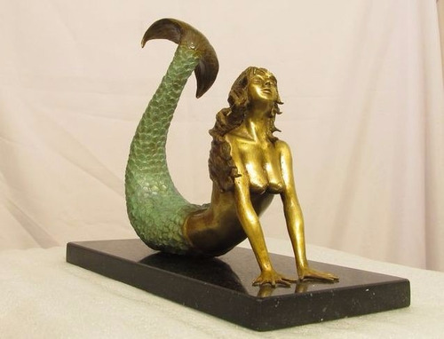 Escultura En Bronce De Sirena Desnudo Artístico Femenino