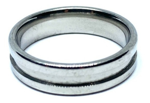 Imagen 2 de 3 de Argolla Acero Inoxidable Plateada 1 Linea Gruesa
