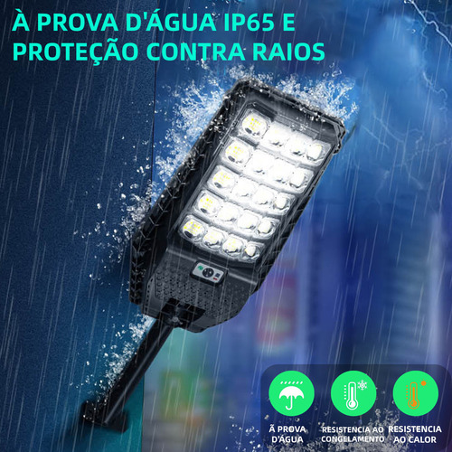 Alusp Luz Led Luminaria Solar Sensor Presença Forte Poste Pared 400w Cor Preto Com Controle