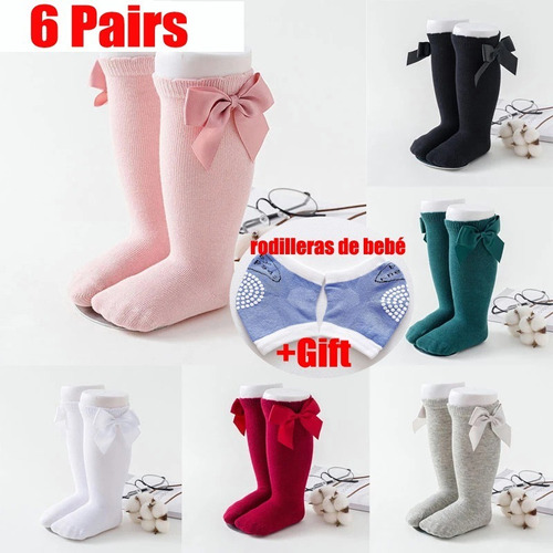 6pairs Calcetines Niños Niños Niñas Big Arco Rodilla Largo