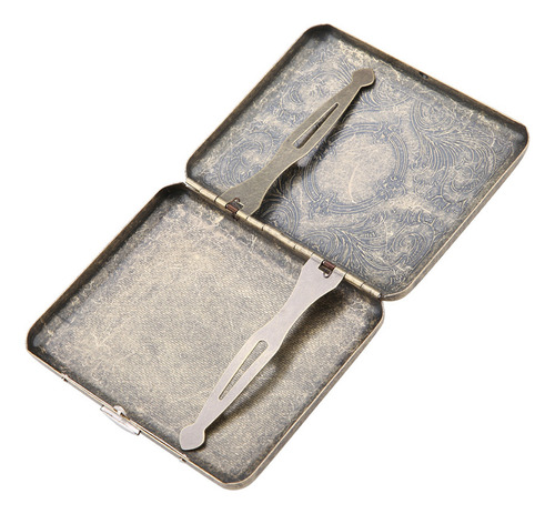 Caja De Cigarrillos Retro De Metal Bronce Con Bolsillo De Do