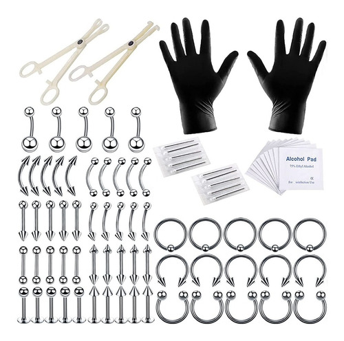 85pzs Kit De Piercings De Acero Inoxidable Anillos Ombligo