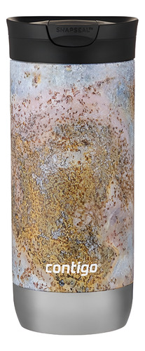 Vaso Térmico Contigo Huron Couture 473 Ml. Marmolado Dorado Y Blanco