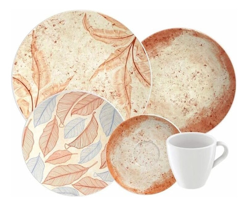 Aparelho Jantar Porcelana 20 Peças Tramontina Ana Aster Rose