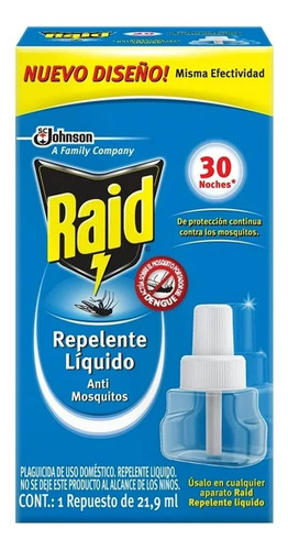 Insecticida Raid Repelente Líquido 1 Repuesto 21.9 Ml 