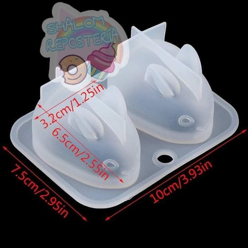 * Molde Silicon 2 Conejos 3d Chocolate Fondant Jabon Resina