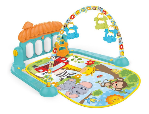 Tapete De Atividades Musical Piano Safari Maxi Baby - Azul