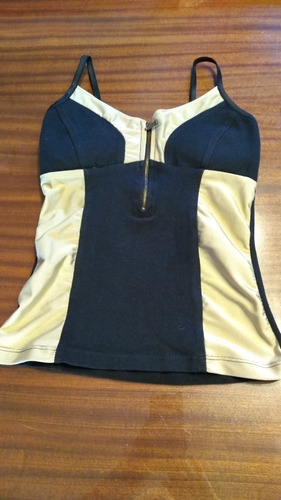 Remera Top Combinado Negro Y Dorado Tsmall