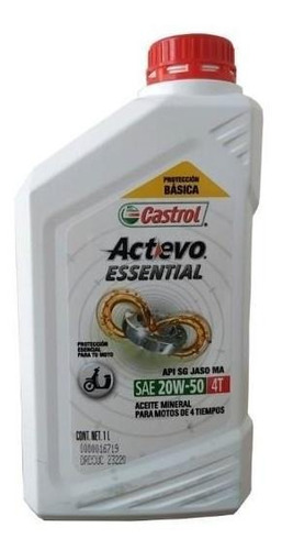 Aceite Moto Actevo Essential 20w-50sg 1lt Castrol