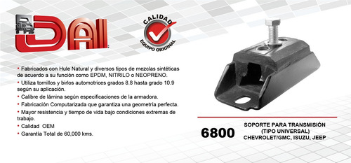 Tacón Transmisión Dai C1500 L6 4.1l Chevrolet 1963-1981