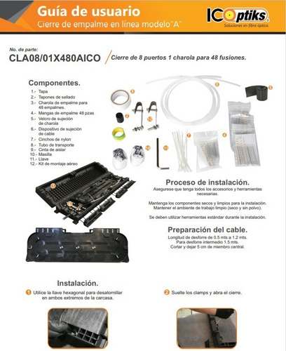 Cierre De Empalme Linea 8 Ptos 1 Charola Para 48 Fusiones