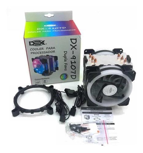 Imagem 7 de 9 de Cooler Duplo Rgb Cpu Fan Pc Intel Amd 775 1151 1155 Am3 Am4