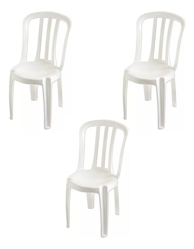 Kit 3 Cadeiras Plástica Preta Bistrô P/até 150kg Resistente