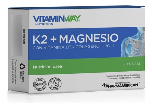 K2 + Magnesio + D3 + Colageno Ii Vitamin Way X 30 Sabor Sin Sabor