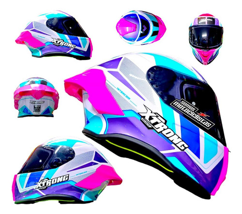 Casco Xtrong Deportivo Rosa Certificado Ece R22 06 Humo Dama