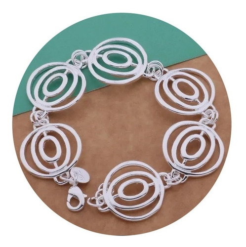 Imagen 1 de 4 de Pulsera Brazalete Mujer Plata Ley .925 Circulos Elegante