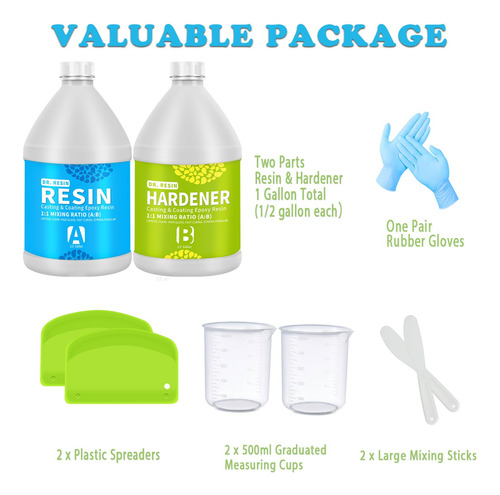 Kit De Resina Epoxi De 2 Partes De 1 Galón (0.5 Galón...