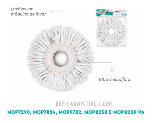 Imagem 2 de 4 de Refil Para Mop Giratório Rmop8210 Flash Limp Cor Branco