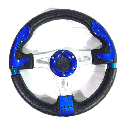 Volante Deportivo Tuning Racing 32cm Negro + Azul V5182-01