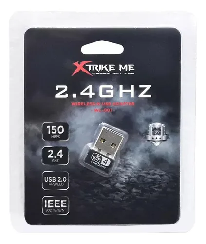 Tarjeta Receptor De Red 2,4 Gh Wifi Usb Xtrike Me Wl 001 Pc® Negro