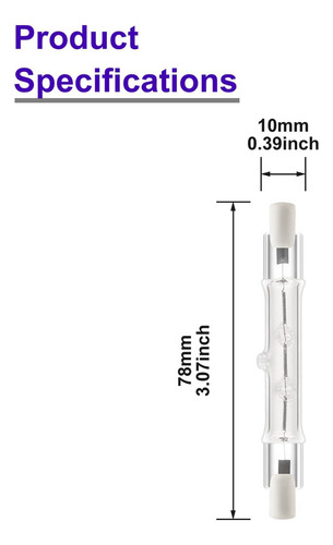 . Pacote De 5 Lâmpadas Halógenas Lineares R7s De 118 Mm, 300
