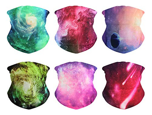 Guifier Paquete De 6 Máscaras Faciales De Bandana Galaxia, 