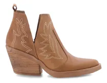 Comprar Botas De Cuero Texanas Taco 6 Cm Caña Corta Suela De Goma  