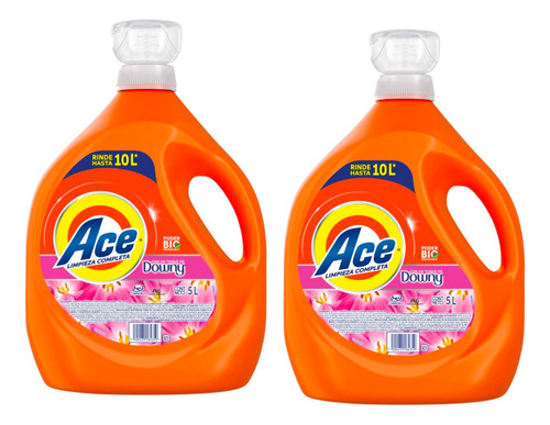 2 Pack Ace Detergente Liquido Ropa Toque Downy 5 Lt
