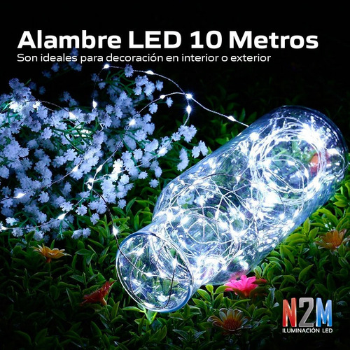 Imagen 6 de 10 de Alambre Luces Led 10 Metros Colores Exterior 220v Navidad