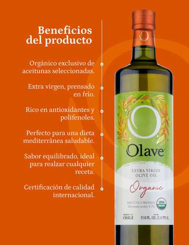 Aceite De Oliva Extra Virgen Olave Organico 1 X 500 Ml