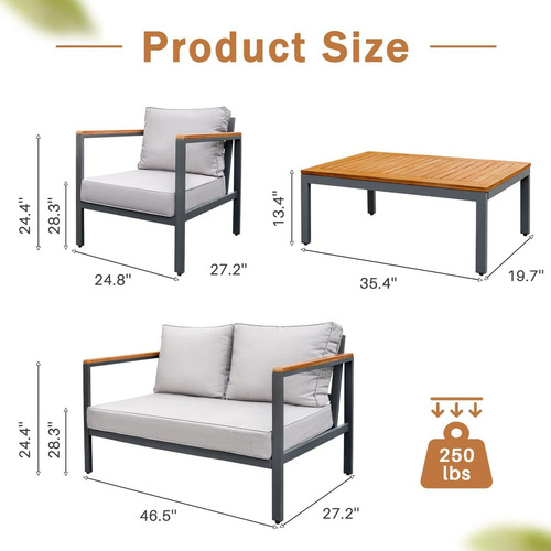 Sala Para Jardin 4 Pcs Estructura Beige