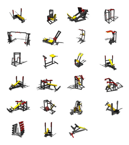 Planos Dibujos De Gimnasio Gym Combo 23 Maquinas