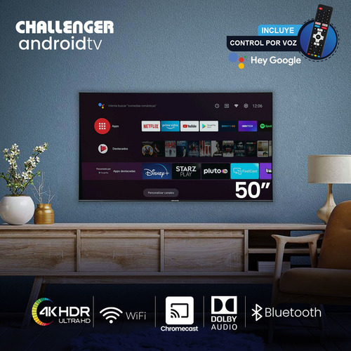 Imagen 6 de 11 de Televisor 50 Pulgadas Smart Android Challenger