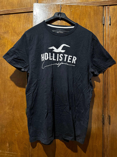 Remera Manga Corta Hollister Talle Xl Negro