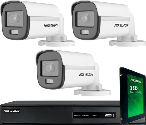 Kit Seguridad Hikvision 3 Camaras Vision Nocturna A Color !!