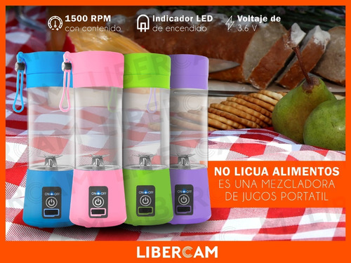 Mini Licuadora Portatil Autolimpiante Usb 380ml 4 Hojas