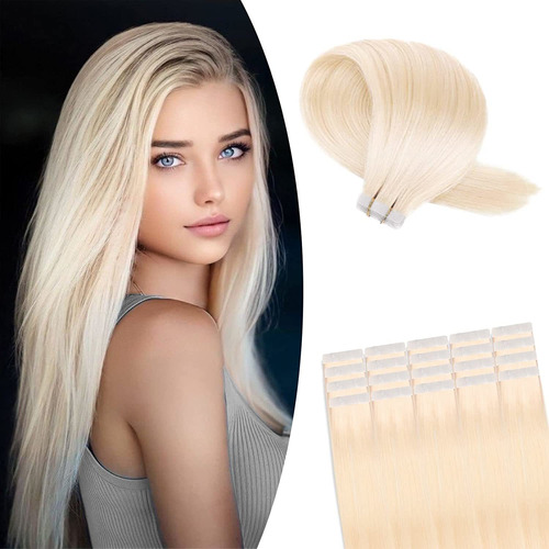 Extensiones Cabello Natural 50gr 16in 20pz Rubio Platino Cen