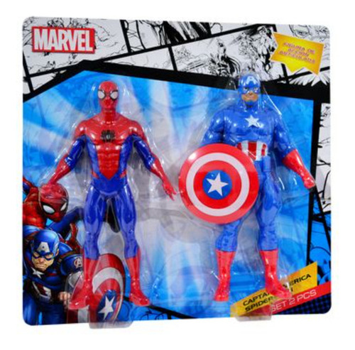 Muñeco Articulado Spiderman Y Capitan America 23cm - 54007