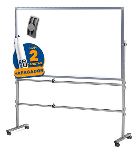Lousa Quadro Branco Fórmica 150x120 Cm Com Cavalete De Rodas