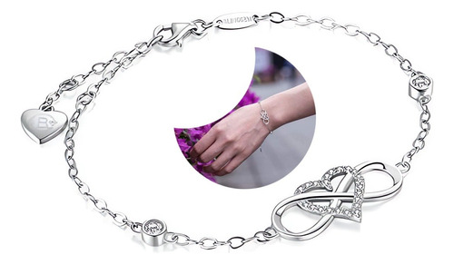 Pulsera Plata 925 Con Forma De Corazón Infinito Para Mujer