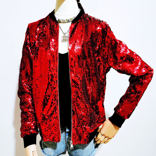 Chaqueta Bomber Con Lentejuelas Para Mujer