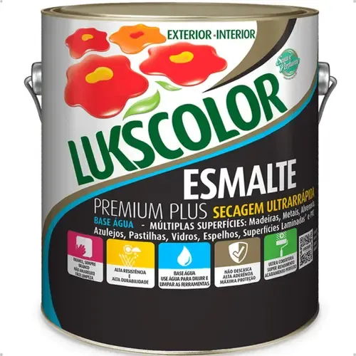 Lukscolor tinta esmalte ferro madeira brilhante base água 900ml b...