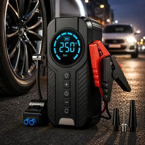 Auxiliar De Partida Compressor De Ar Portátil Para Carro 12V Emer...