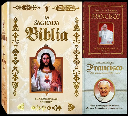 Sagrada Biblia Gran Formato + 2 Tomos Papa Francisco + Cd