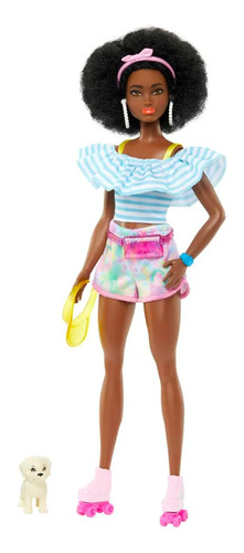 Muñeca Barbie Patines De Moda + Mascota Mattel Febo
