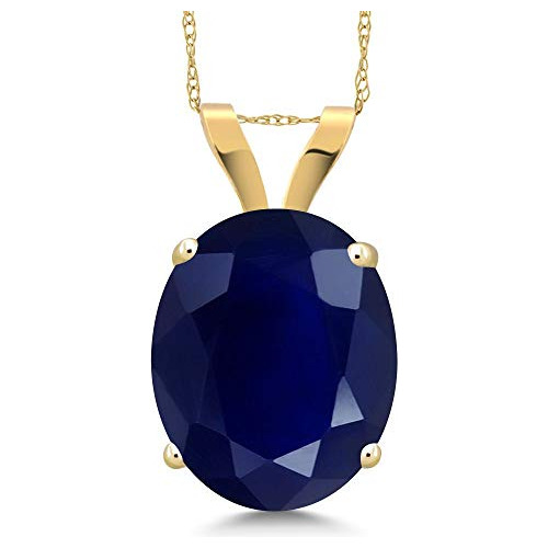 Collar Oro Amarillo 14k Zafiro Azul Mujer (5.00 Cttw)