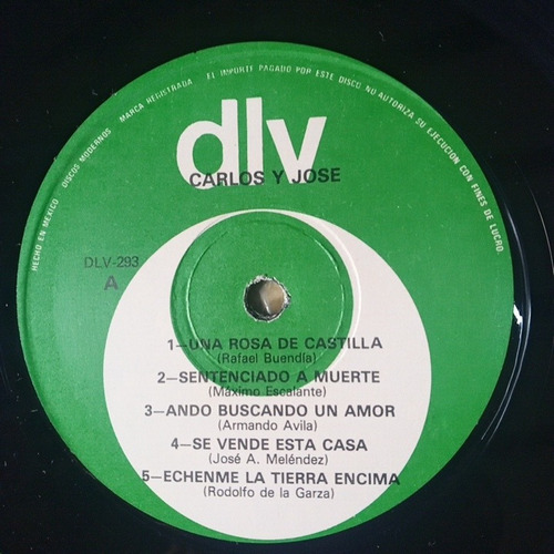 Carlos Y José Una Rosa De Castilla Vinil,lp,acetato (Usado)